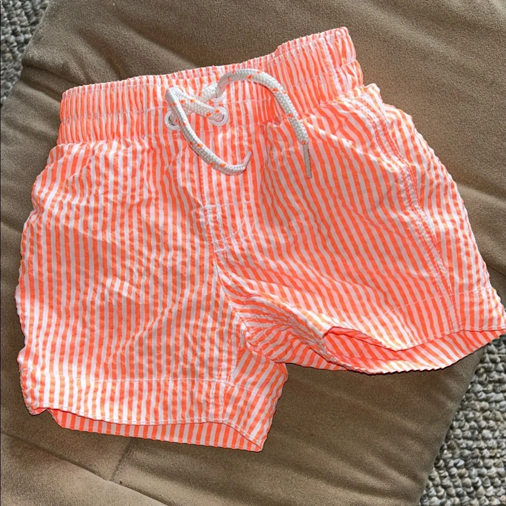 GAP Orange and White Striped Baby Swim Shorts - Picture 1 of 5